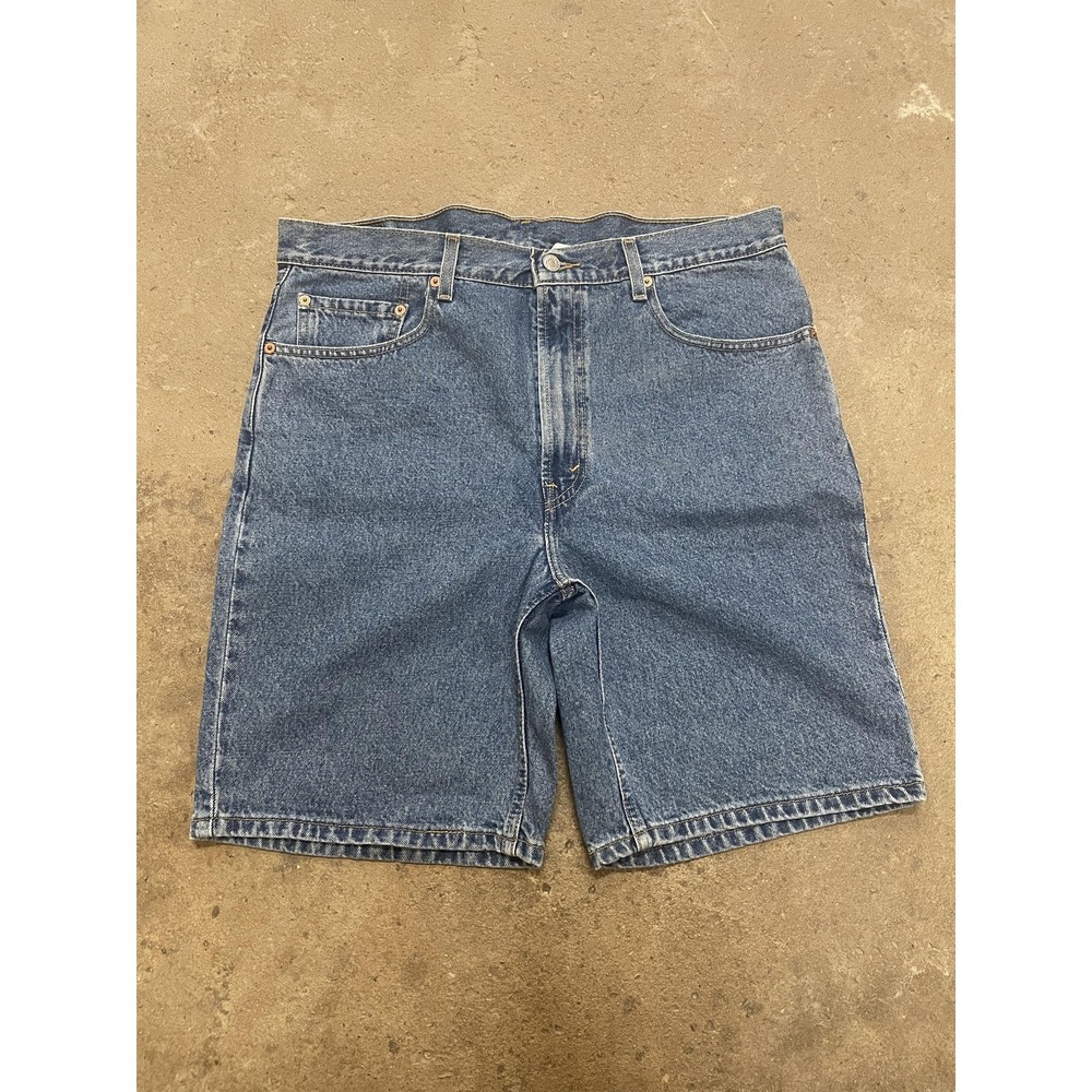 Levis‎ 505 Shorts Mens 36 Blue Denim Medium Wash Regular Fit Bermuda Zip Fly